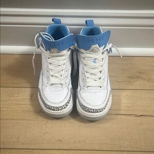 Jordan Kids White and Light Blue Sneakers